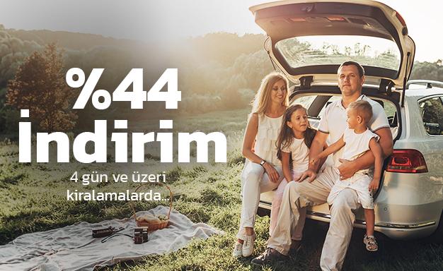 4 Gün ve Üzeri Araç Kiralamalarınızda %44 İndirim!